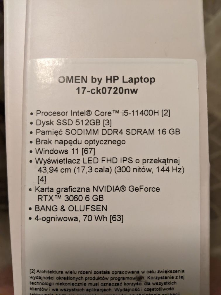 HP omen 17 rtx 3060 jak nowy