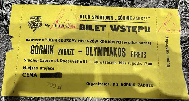 Bilet kolekcjonerski Górnik - Olympiakos