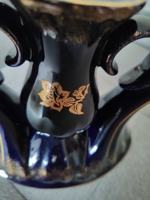 Kobaltowy świecznik PRL