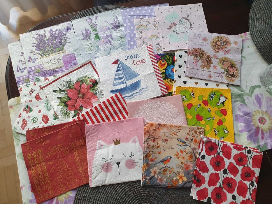 Serwetki 37 sztuk, może do rękodzieła decoupage