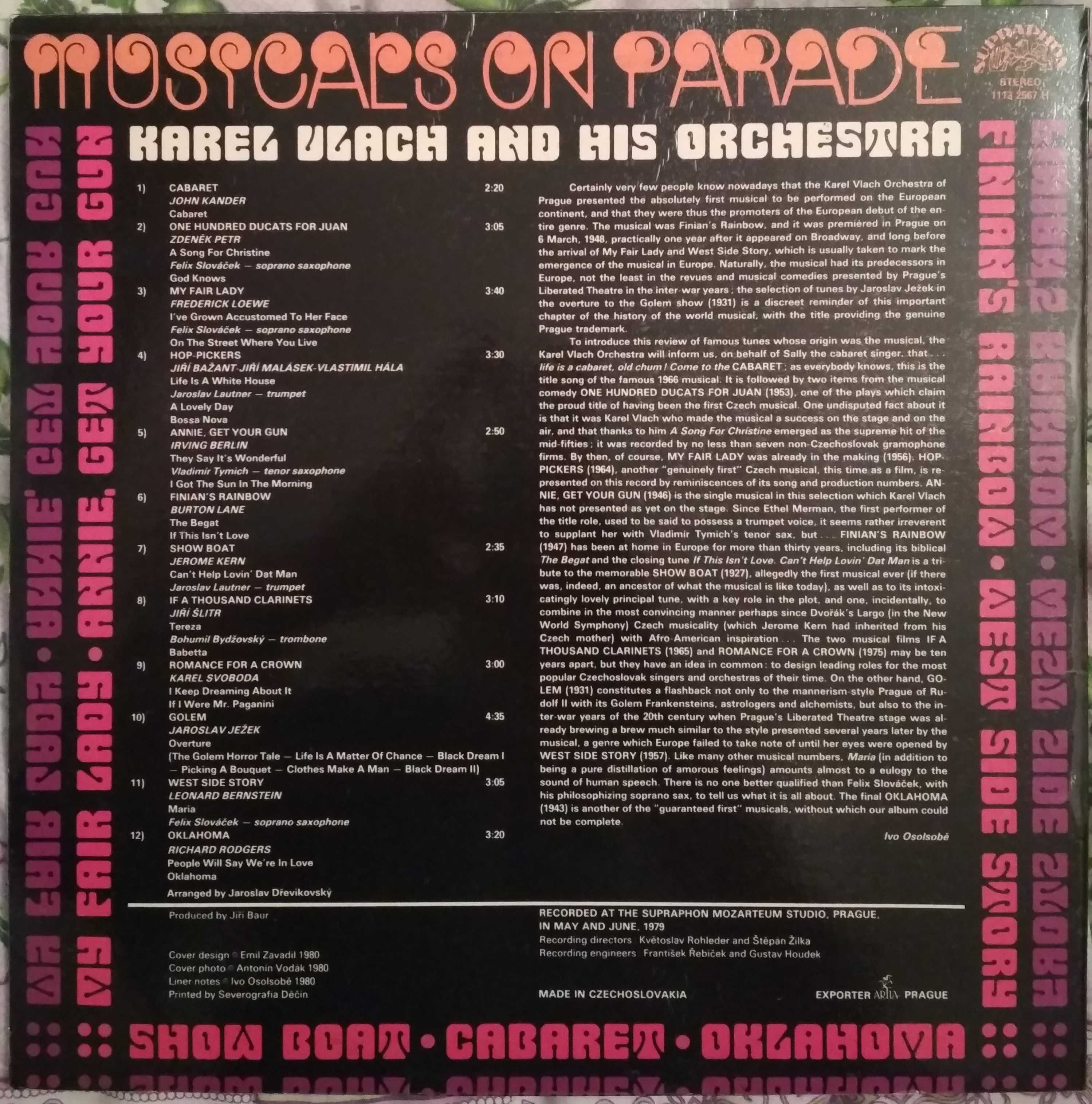 Пластинка Karel Vlach And His Orchestra – Musicals On Parade (1980, Su