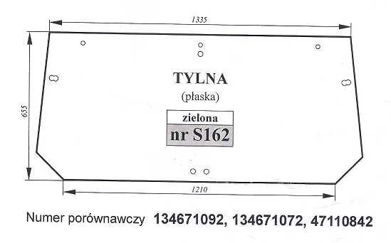 szyba do ciągnika Case, New Holland, Steyr - tylna S 162
