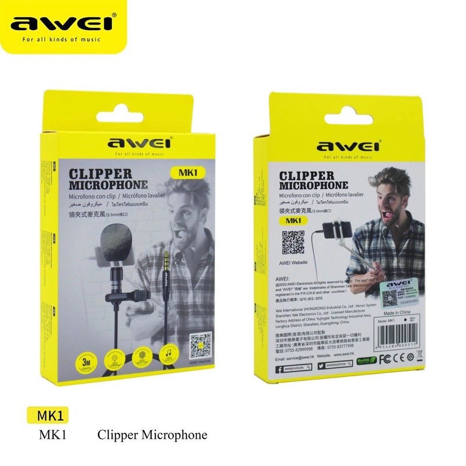 Нагрудний мікрофон Awei MK1 Clipper Microphone 3.5mm