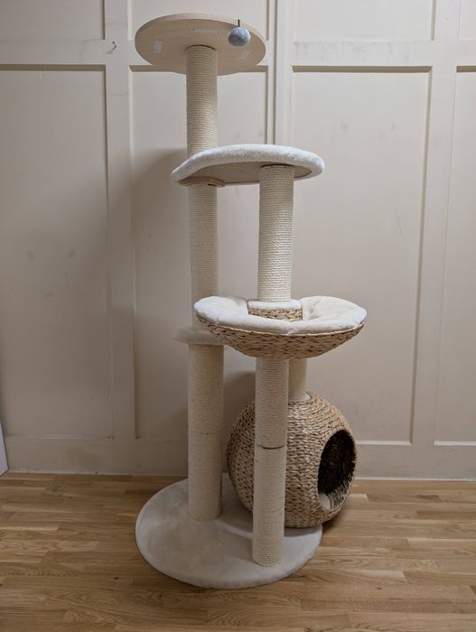 Laguna Drapak dla Kota Kremowy 83x74x160cm WYSOKI DUŻY WIKLINOWY UŻYWA