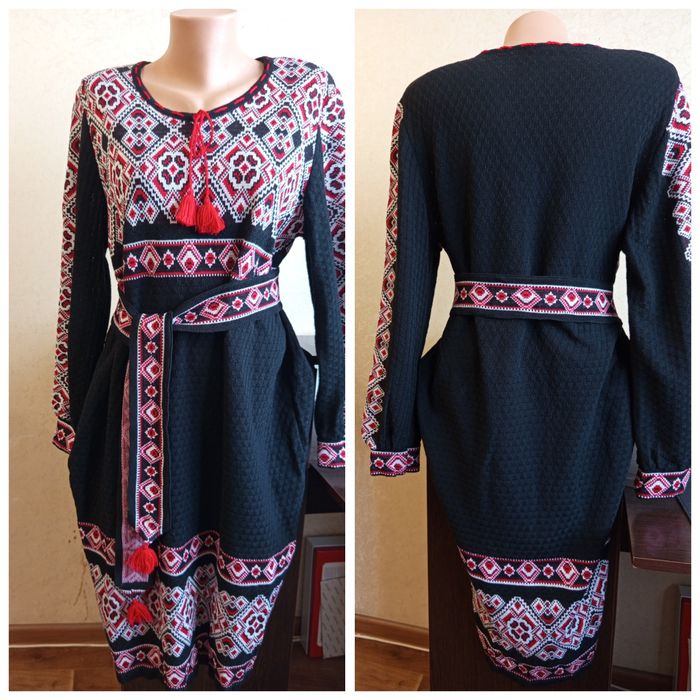 Вязанное платье вышиванка в украинском национальном,этническом стиле.