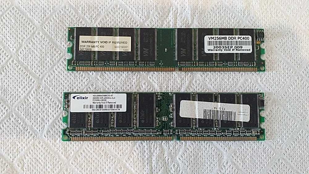 Memórias RAM DDR 1Gb, 512Mb, 256Mb