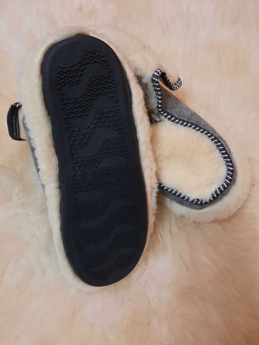 Чоловічі та жіночі кімнатні чуні-калоші з овчиною, (гумова підошва)