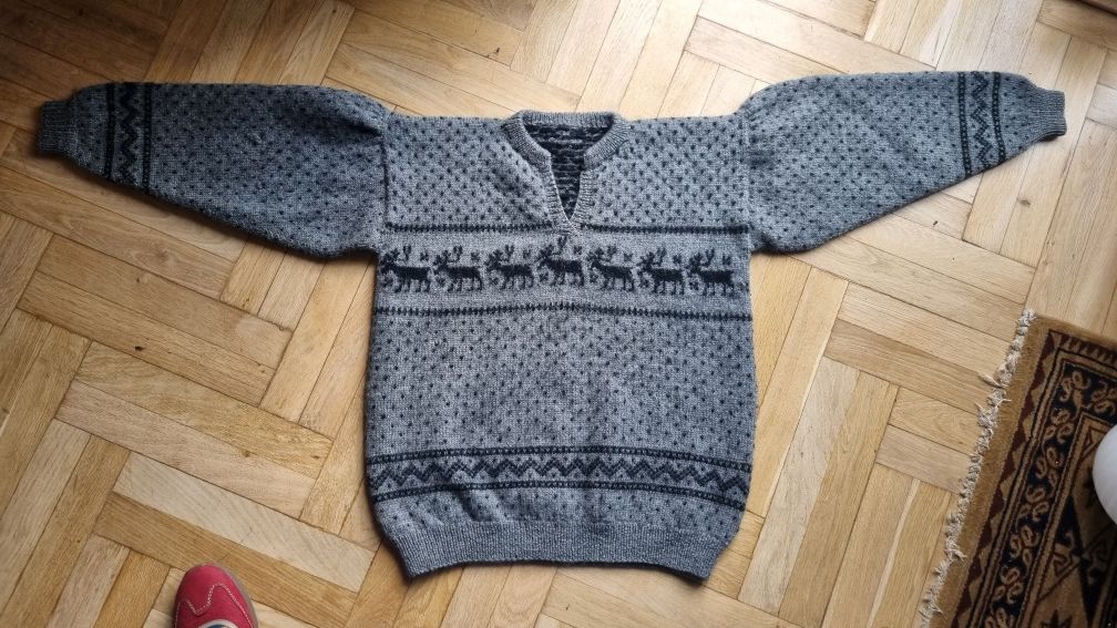 Sweter wełniany norweski Handmade