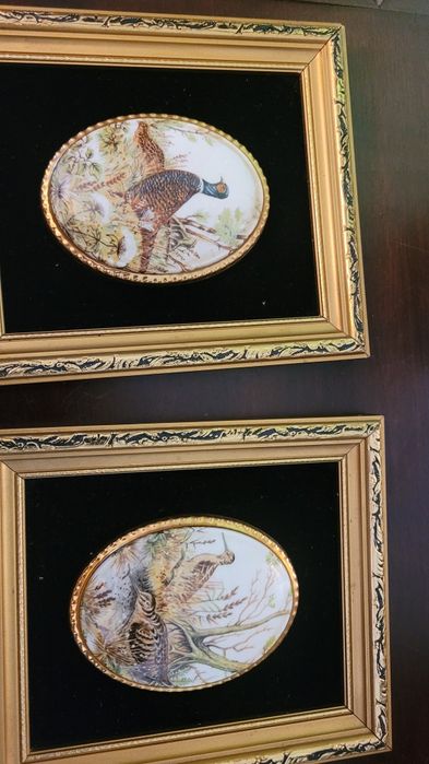 Obrazy porcelanki przedstawiające bażanty