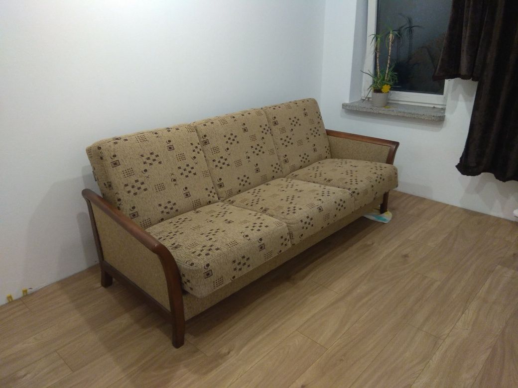Sofa Kanapa Wersalka + 2 fotele DREWNO zestaw PRL