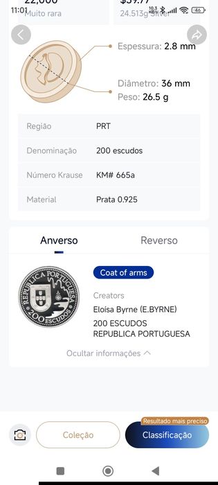 Moeda em Prata  Portuguesa