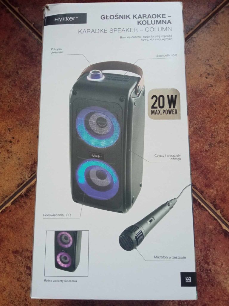 Nowy głośnik bezprzewodowy karaoke z podświetleniem led Hykker 20 W