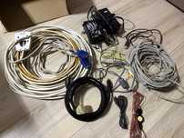 Zestaw kabli, hdmi, vga, internetowe i inne