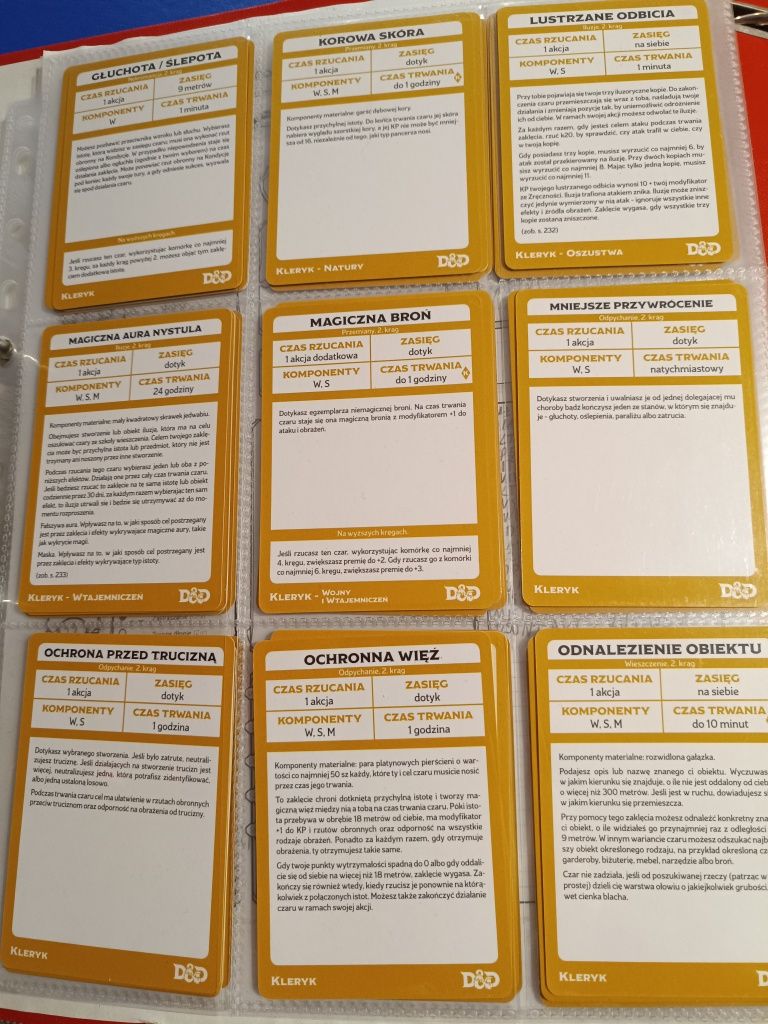 Dungeons and Dragons 5e karty czarów kleryka (cały komplet PL)