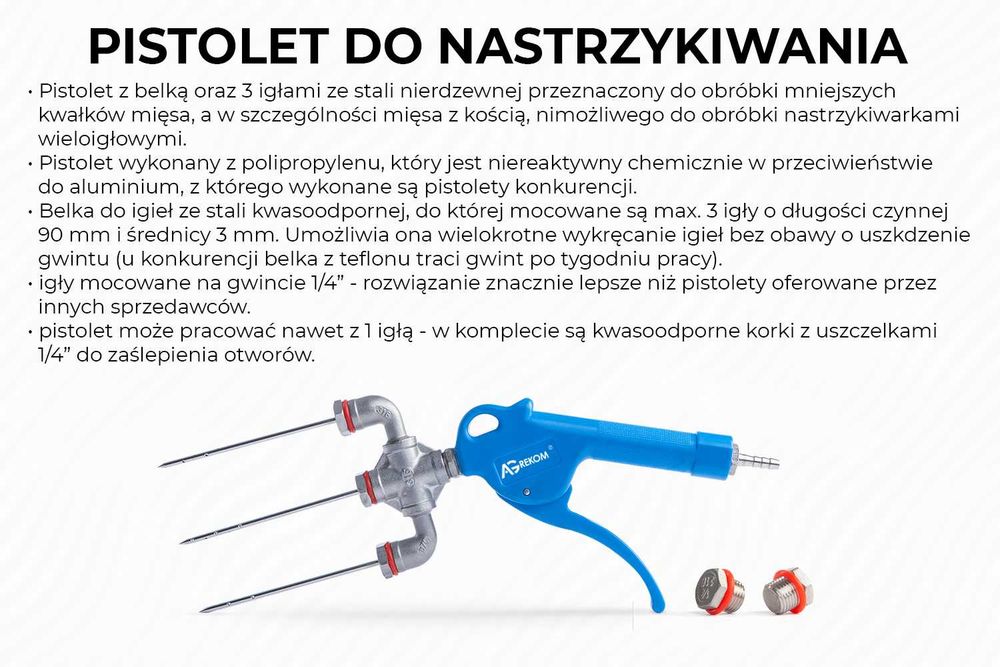 Nastrzykiwarka do mięsa z kością zbiornik 19l pneumatyczna marynata
