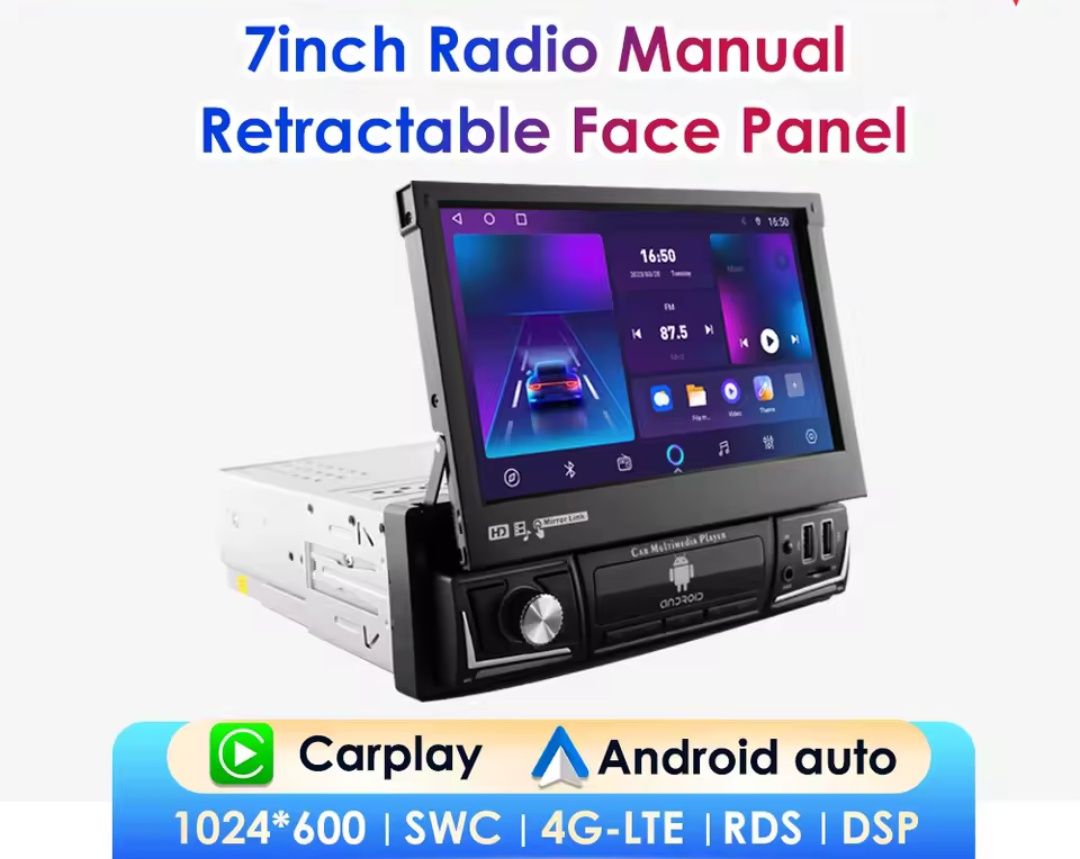 Rádio Android 1Din/2Din Carplay Auto Android Auto GPS WiFi Bluetooth