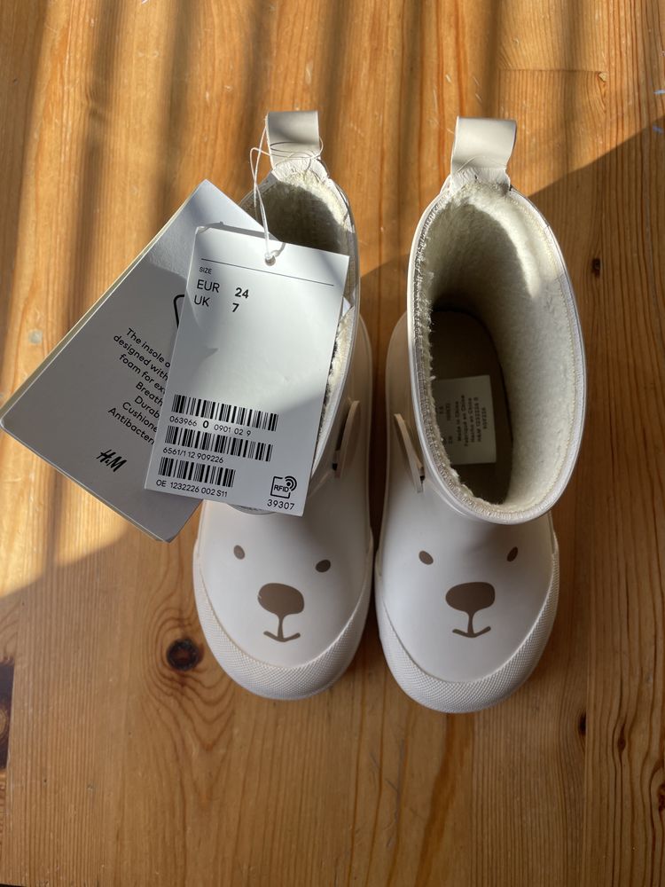 Kalosze dziecięce beżowe z pieskiem H&M rozm. 24