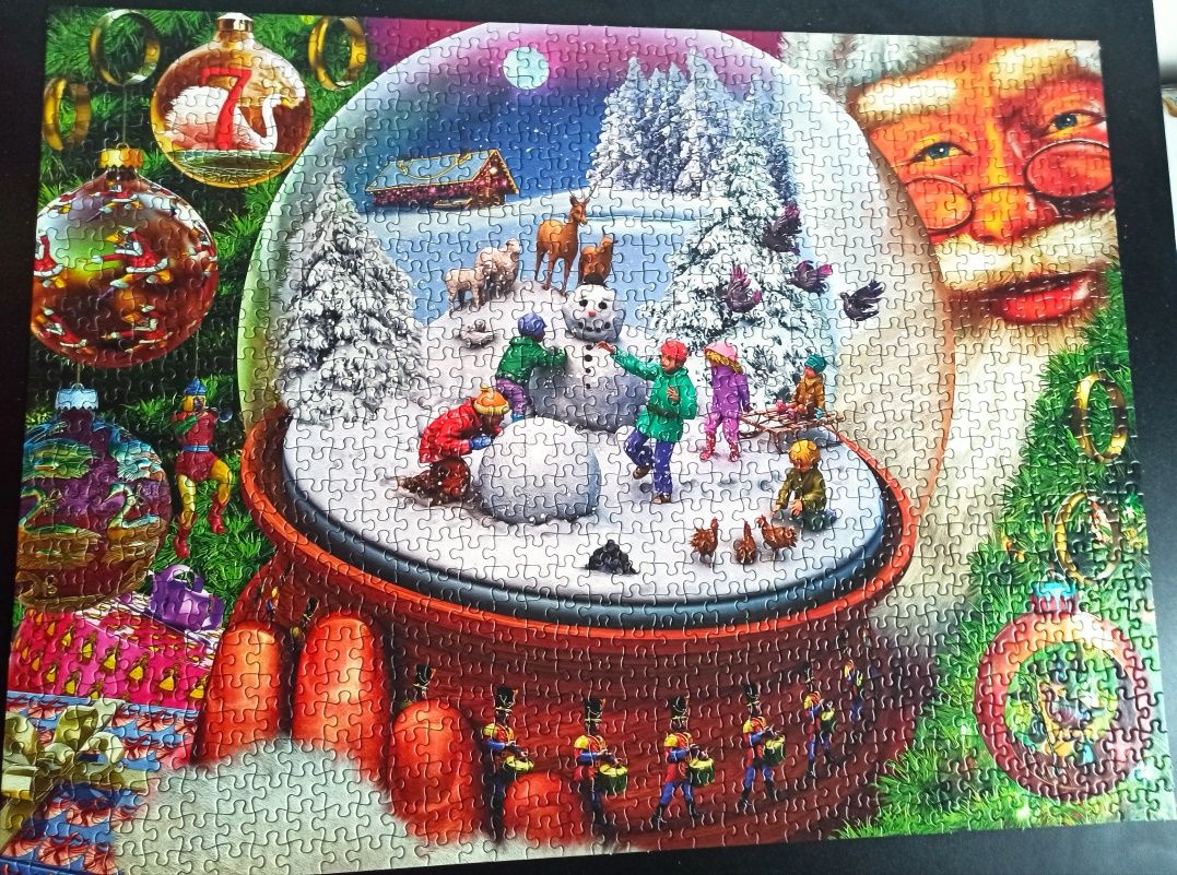 Puzzle 1000 jak nowe świąteczne Mikołaj waddingtons z monetą