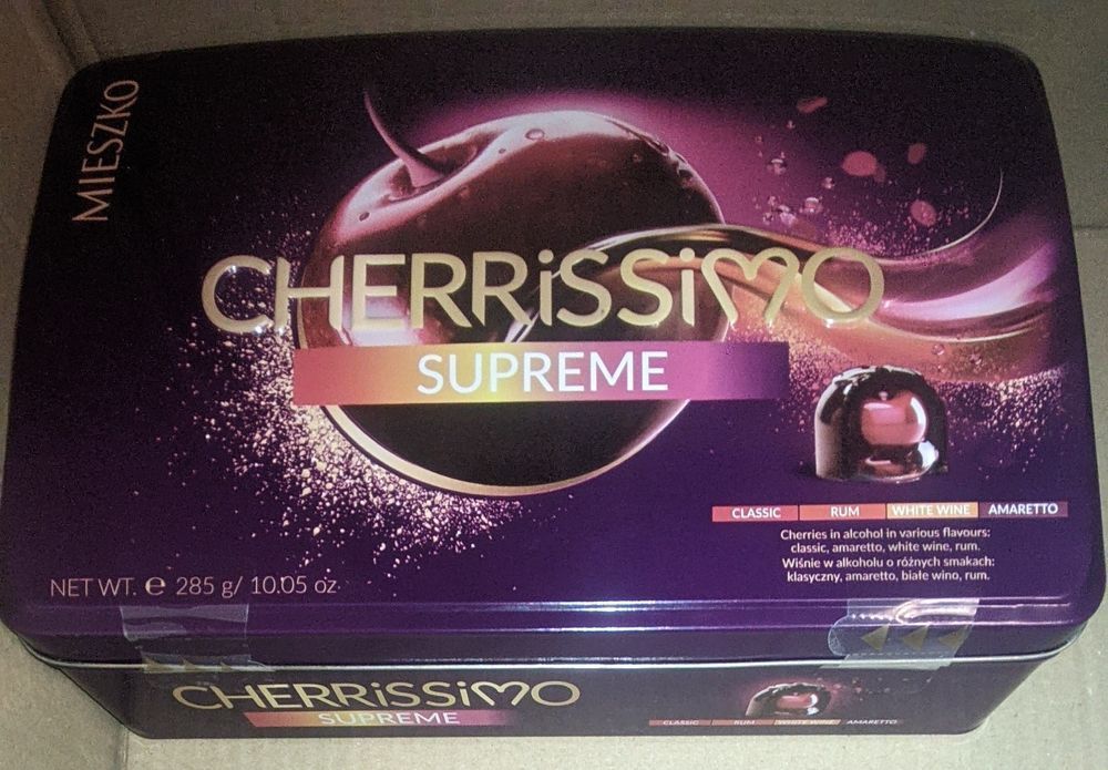 Mieszko cherrissimo supreme 285g praliny w metalowej puszcze wisnia