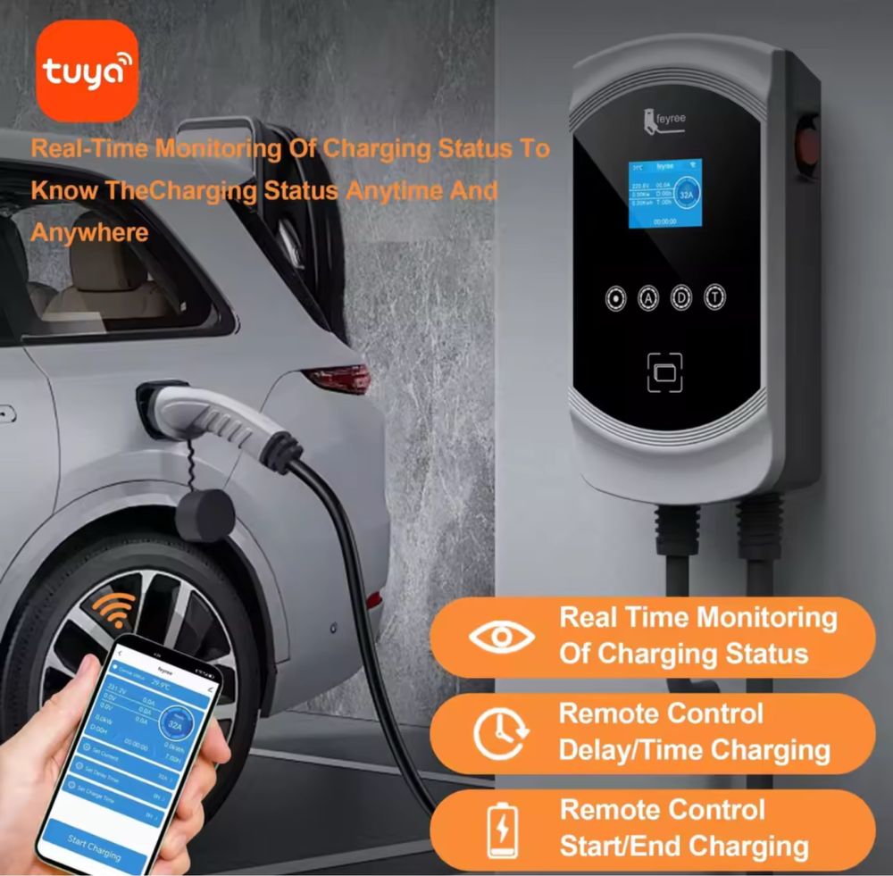 Зарядна станція 3х фазна Feyree 22KW 32A 380V Type 2 - Wi-Fi + додаток