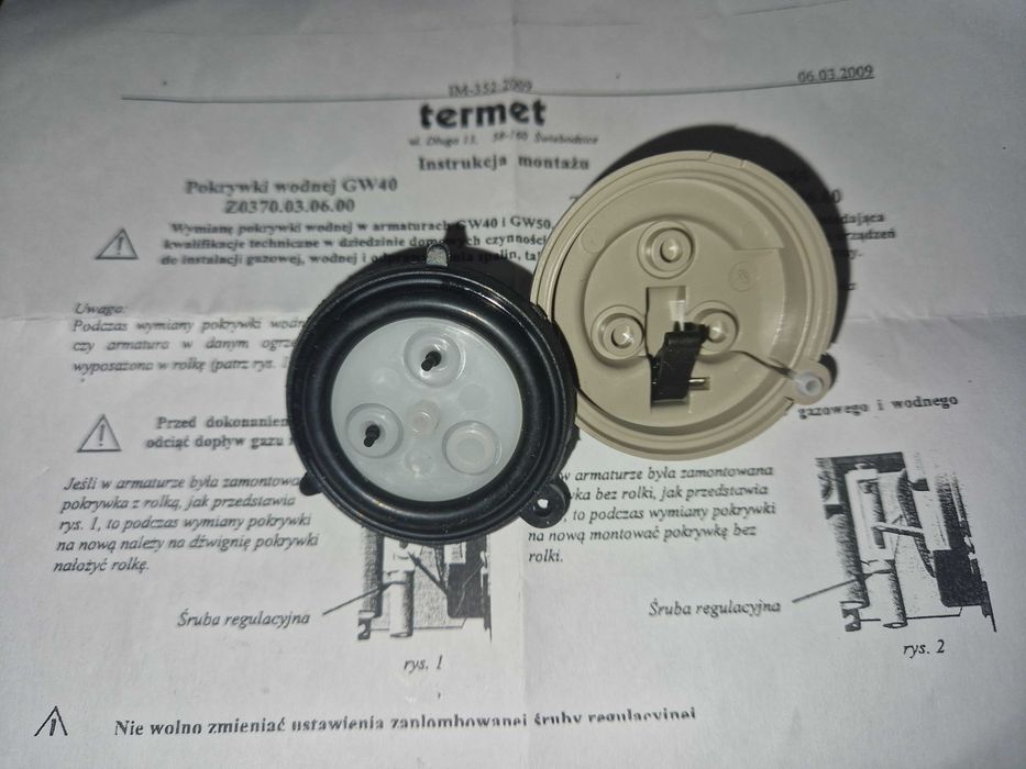 Pokrywa wodna plus membrana termy gazowej TERMET G19-01-02 Oryginał