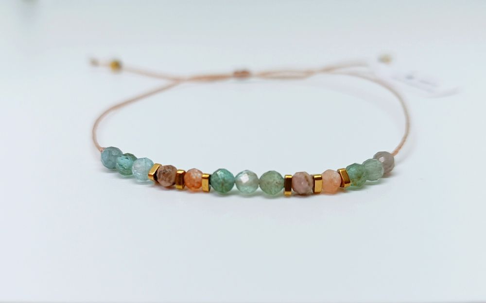 Bransoletka sznurkowa kianit rodonit kamień sloneczny