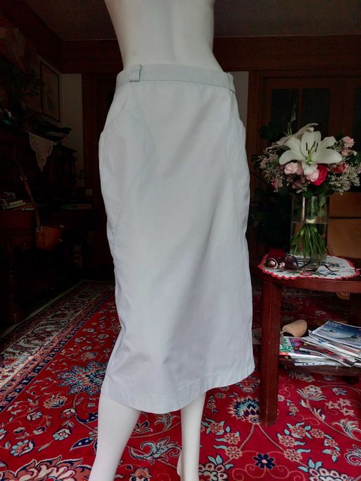 letnia ołówkowa gołąbkowa spódnica midi real vintage lata 80-te 90-te