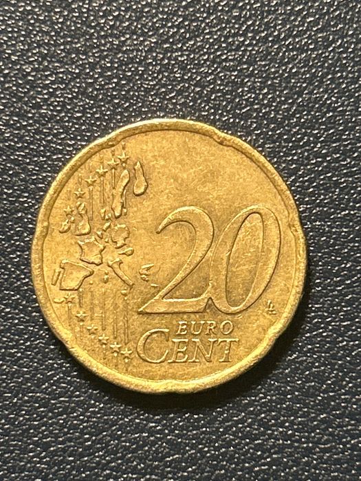 Moeda rara grega de 20 cêntimos – Ano 2002 – Primeira emissão do euro