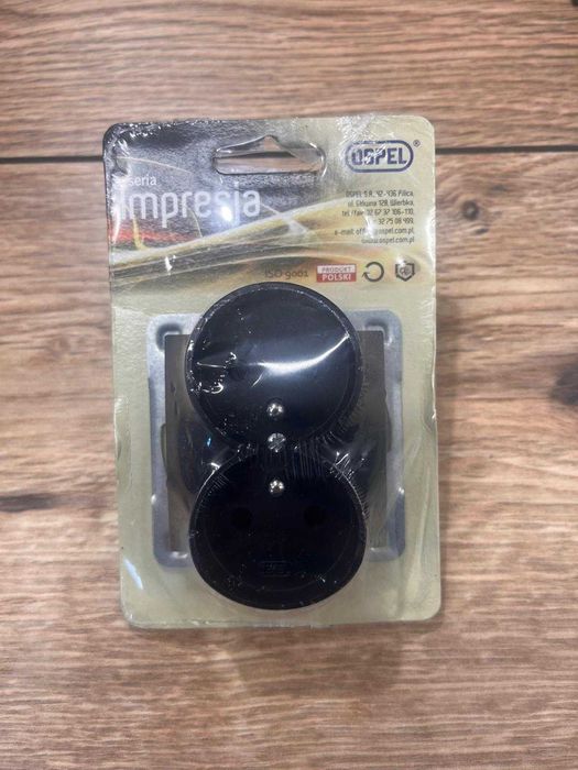 Gniazda,Łączniki,Ramki Ospel Impresja Czarny Metalik zestaw