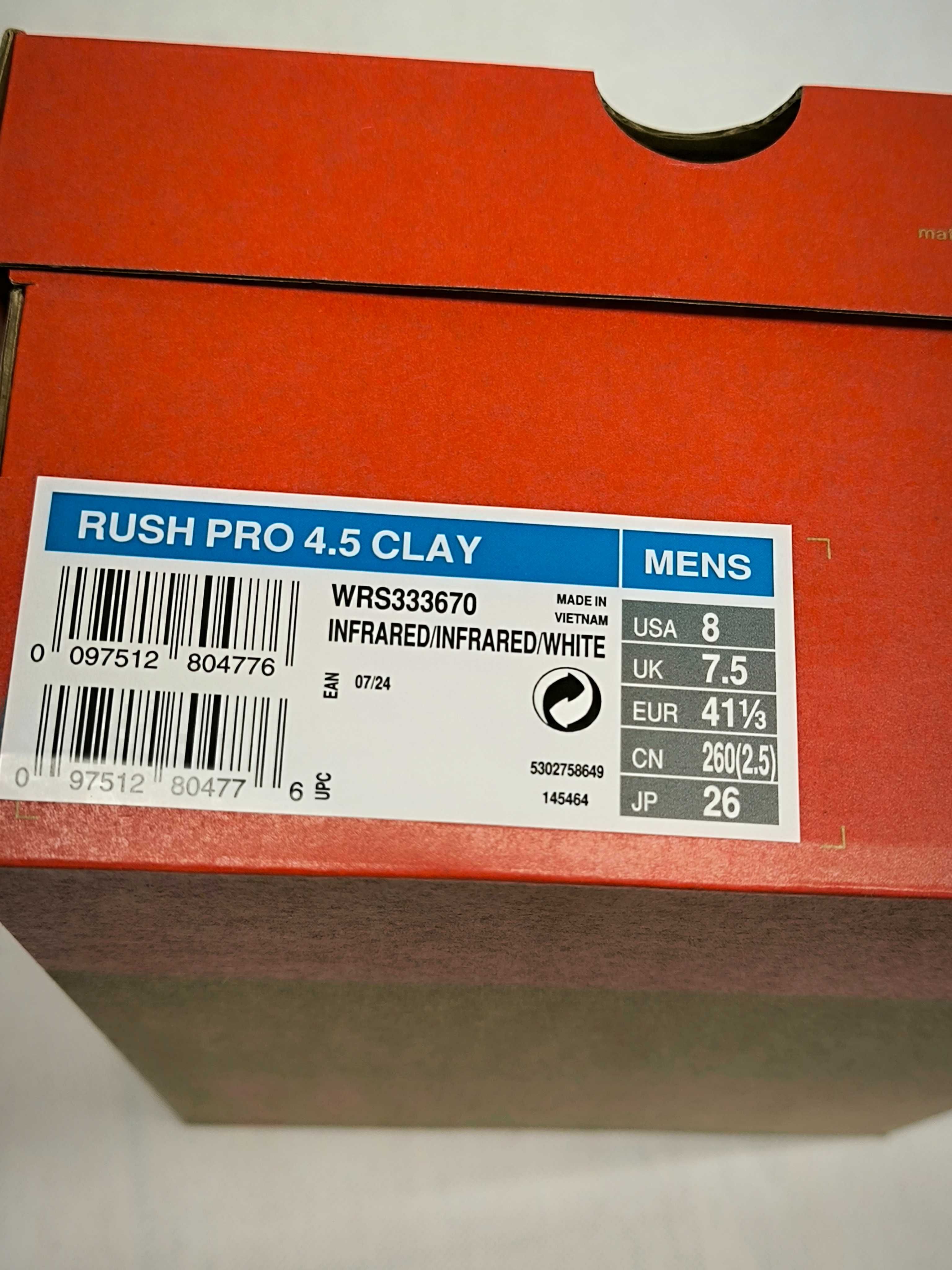 Nowe buty Wilson Rush Pro 4.5 Clay Infrared - 41 1/3