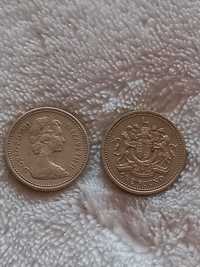 Dwie monety 1 funtowe 1983 r