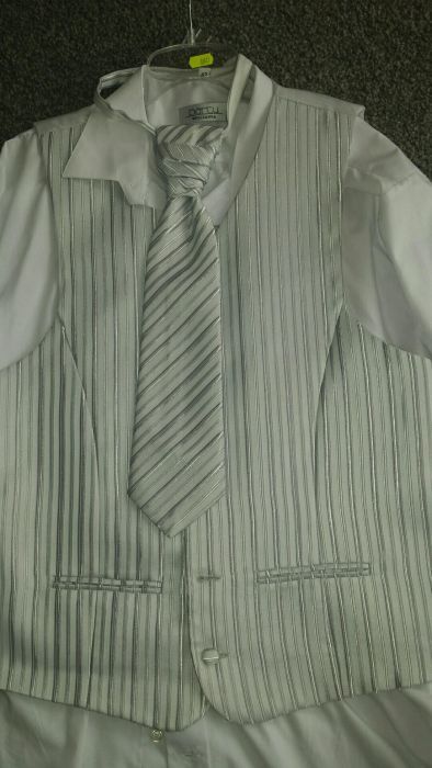 Koszula męska 42 ślubna z kamizelka krawat
