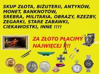 Skup złota,monet, antyki,srebra,zegarki, starocie,militaria, inne