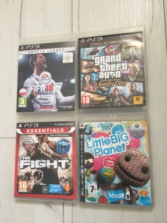 Cztery gry na PlayStation 3 - FIFA18  GTA  littlebigplanet , the fight
