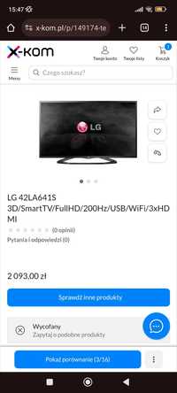 Telewizor LG 42' smart 200Hz