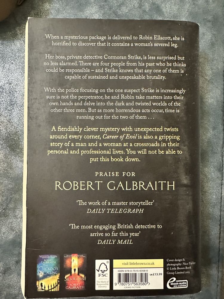 Career of evil. Robert Galbraith. Po angielsku.