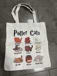 Torba ekologiczna materiałowa Harry Potter koty  biała