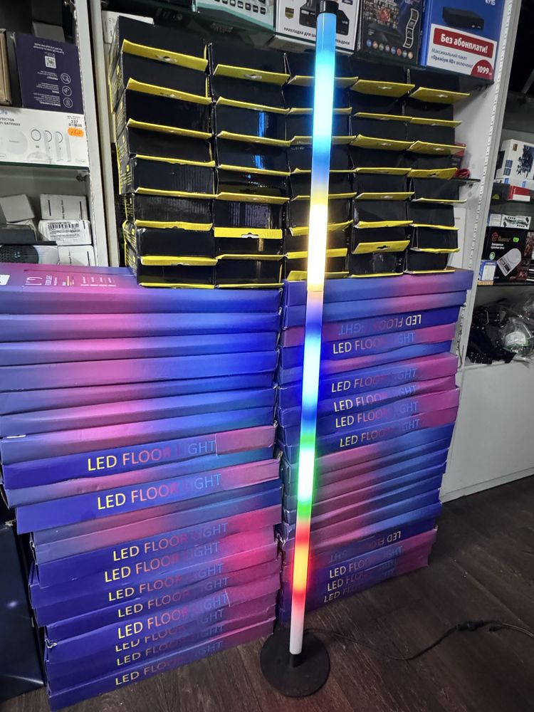 Лампа підлогова кутова торшерна smart rgb кольорова з пультом 120 см
