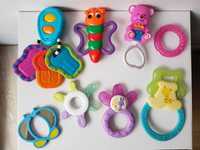 Zestaw zabawek niemowlęcych klucze gryzaki grzechotki lusterko