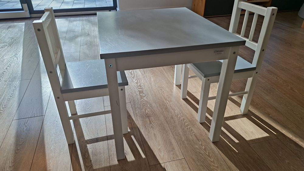 Stolik+2 krzesła szare PlusBaby CLASSIC