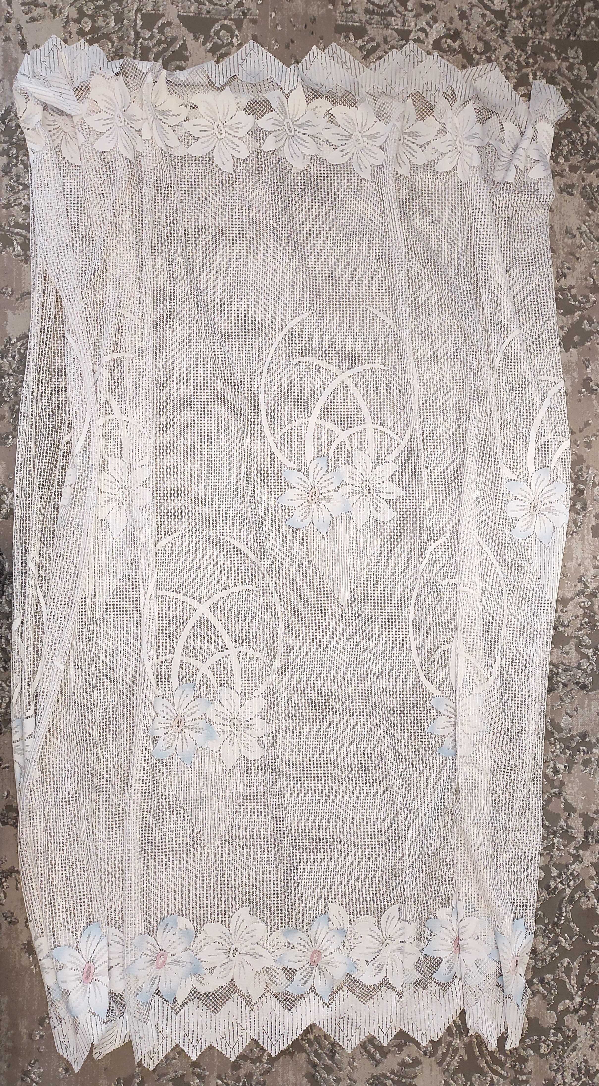 Тюль фіранка гардина штора віконна кухонна 200х300 см біла з квітами