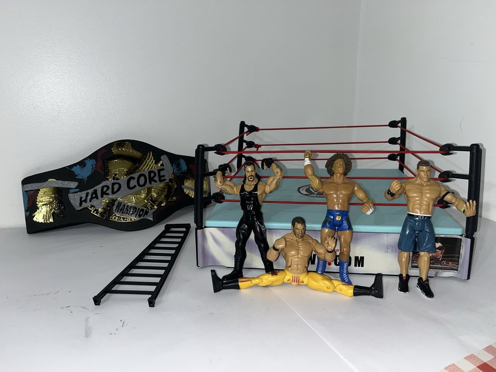 Coleção WWE - Ringue, Figuras de Ação e Cinturão Hardcore + Acessórios