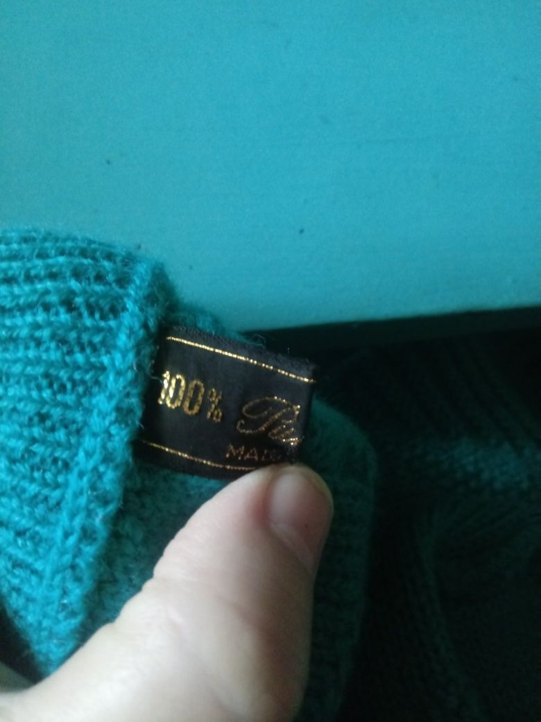 Ciepły, wełniany pulower; rozmiar L; vintage