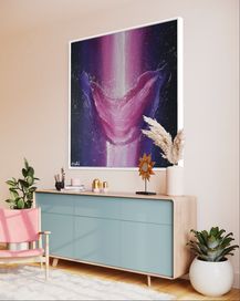 Obraz 80x80 abstrakcja róż fiolet dekoracja salon