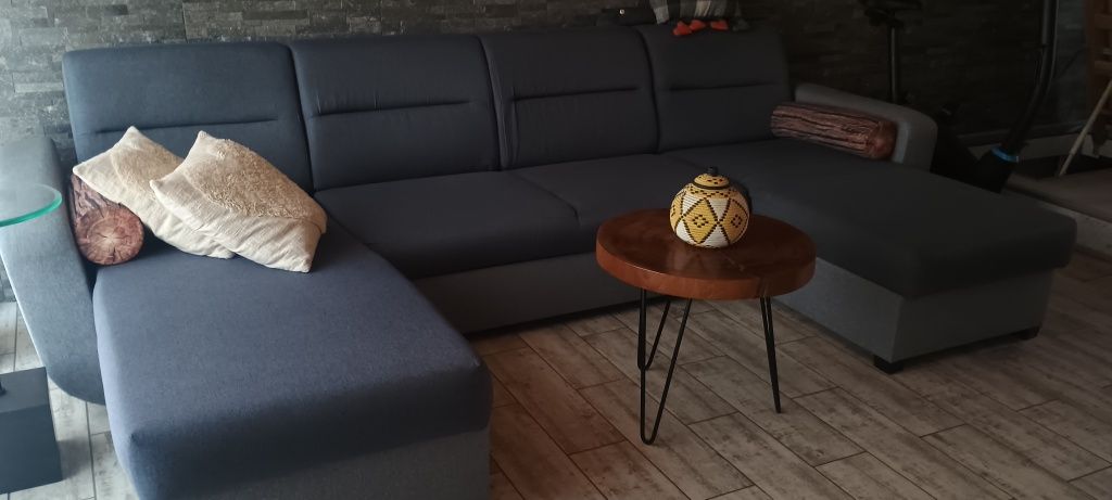 Agata Meble Duży nowoczesny narożnik w kształcie litery "U" szary