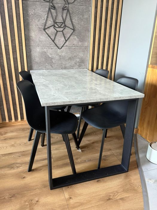 Stół Jadalniany + Krzesła / Rozkładany / Beton / Loft