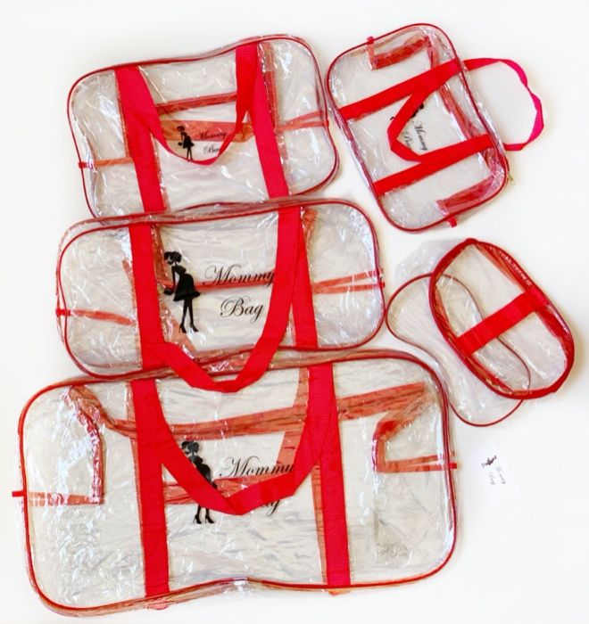 Прозрачные сумки в роддом 4+1 органайзер в подарок. Прозорі сумки
