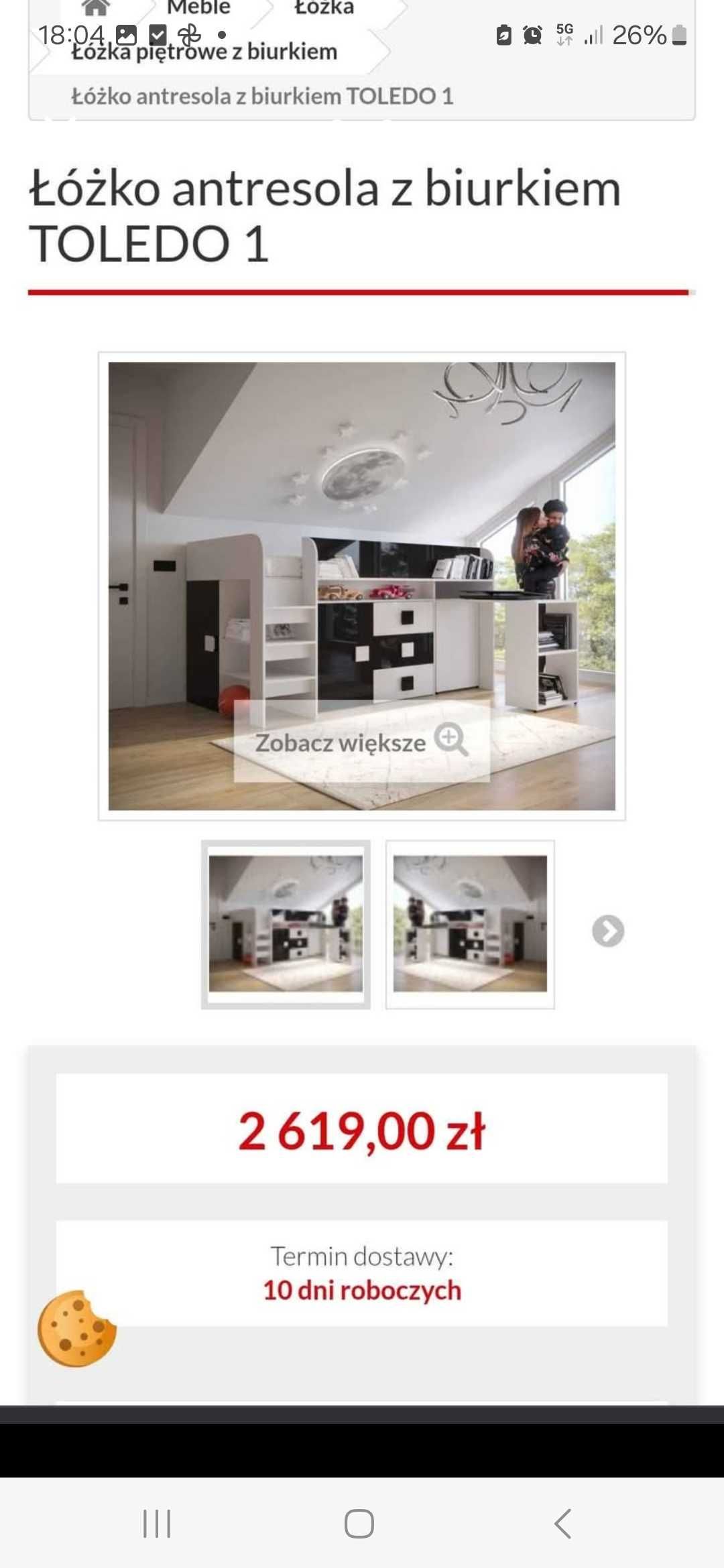 Łóżko antresola z biurkiem