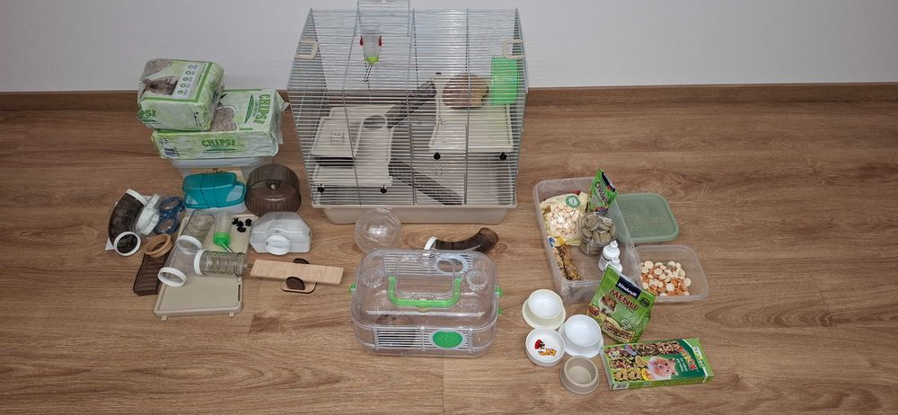 klatka dla chomika, zabawki, pożywienie, transporter super stan