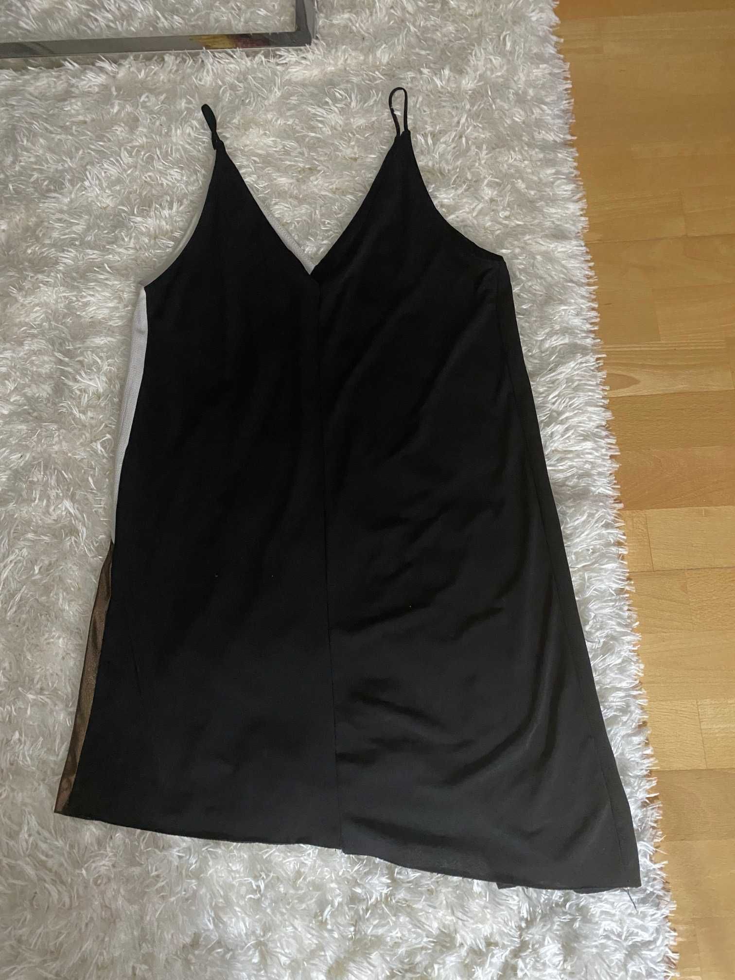 vestido preto dourado e branco zara tamanho s